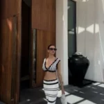 Black and White Crochet Crop Top With Maxi Skirt Set - Image 6
