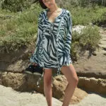 Long-Sleeve See-Through Printed Mini Dress With Ruffle And Lace Details - Image 4