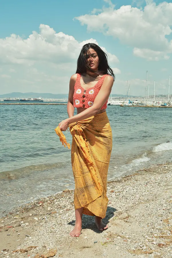 INKA Handmade Crochet Crop Top -Coral Color - Image 3