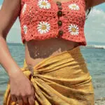 INKA Handmade Crochet Crop Top -Coral Color