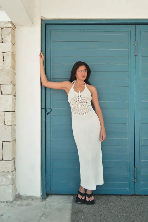 Open Back Maxi Crochet Dress