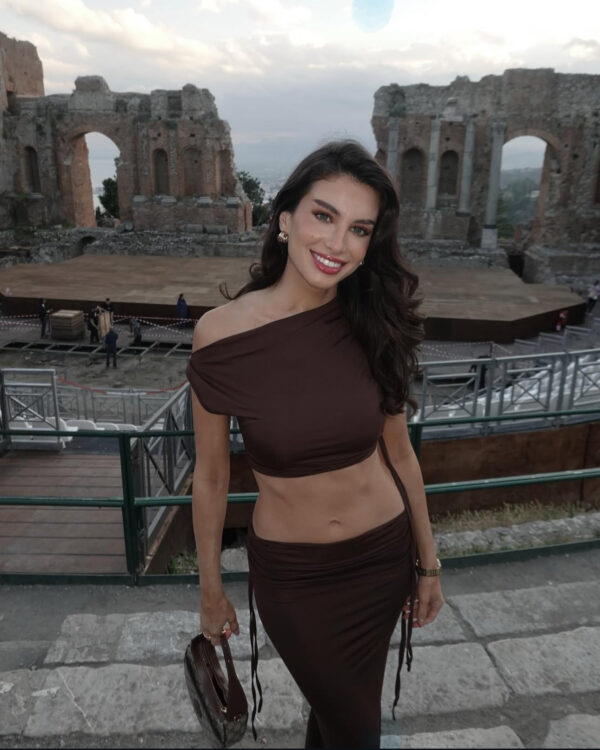 Co-Ord Set - Sleeveless Crop Top And Maxi Skirt With Lace Up Details