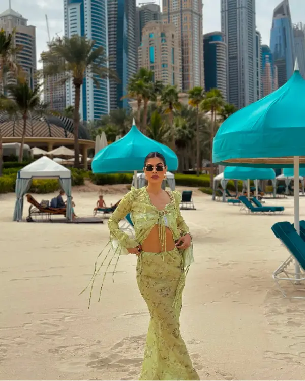 SOUR CANDY See-Through Co-Ord Set -Long-Sleeve Top With Maxi Skirt -Green - Image 3