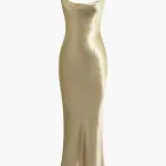 Maxi Dress With Straps And Open Back -Gold - Image 8