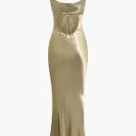 Maxi Dress With Straps And Open Back -Gold - Image 7