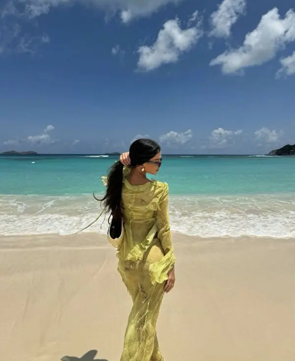 SOUR CANDY See-Through Co-Ord Set -Long-Sleeve Top With Maxi Skirt -Green - Image 7