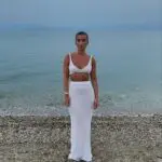 Πλεκτό See-Through Σετ - Αμάνικο Crop Τοπ Με Maxi Φούστα - Image 2