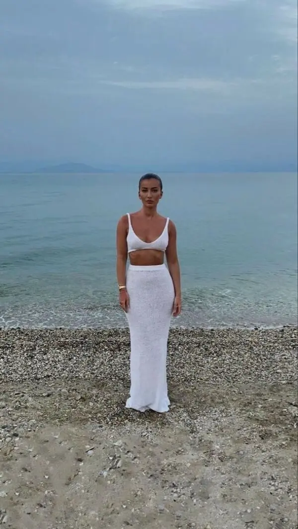 Πλεκτό See-Through Σετ - Αμάνικο Crop Τοπ Με Maxi Φούστα - Image 2