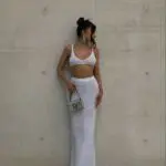 Πλεκτό See-Through Σετ - Αμάνικο Crop Τοπ Με Maxi Φούστα