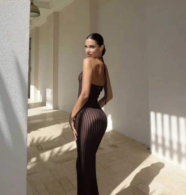 Maxi Crochet See Through Open Back Dress - Image 4