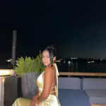 Maxi Dress With Open Back, Neck Tie And Satin Look -Yellow - Image 4