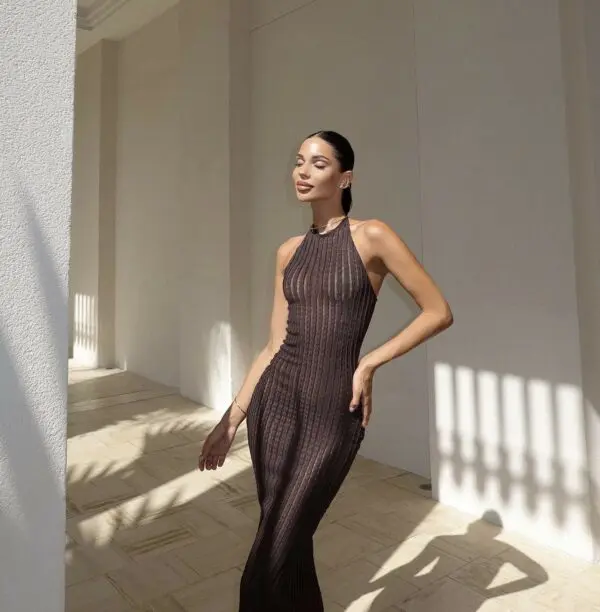 Maxi Crochet See Through Open Back Dress
