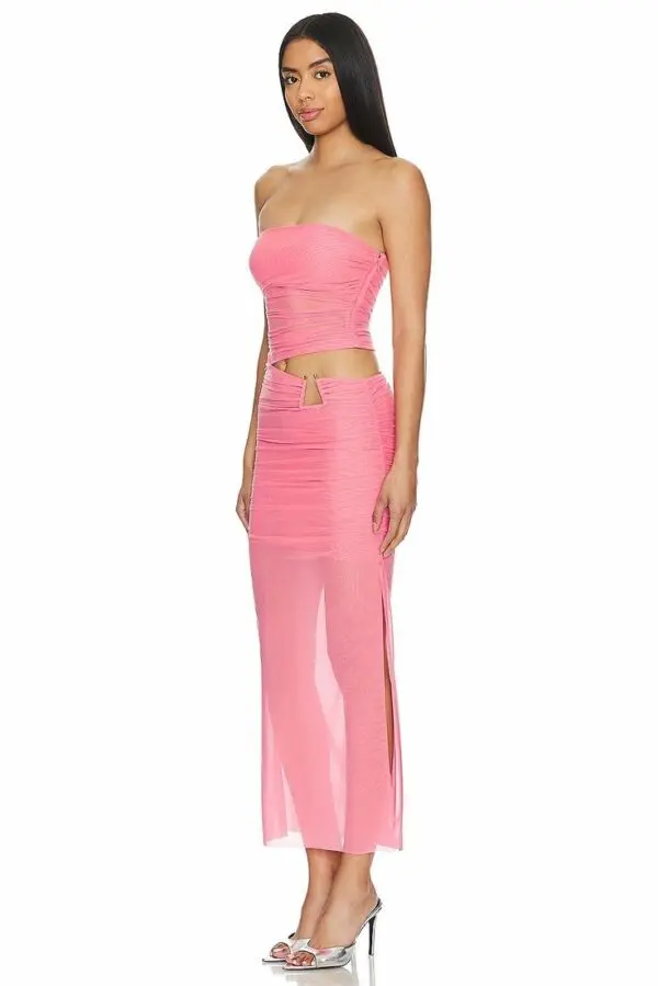 Strapless Maxi Drape Dress With Metallic Detail - Image 2