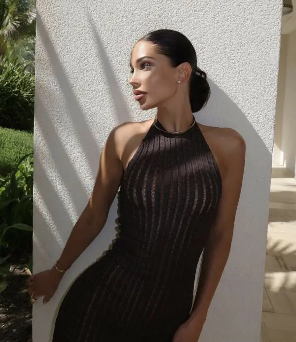 Maxi Crochet See Through Open Back Dress - Image 2