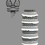 Black and White Crochet Top And Skirt Set With Ruffles - Image 9