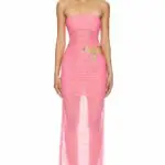 Strapless Maxi Drape Dress With Metallic Detail