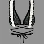 Black and White Crochet Top And Skirt Set With Ruffles - Image 7