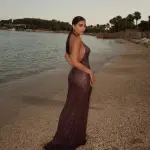 Maxi See-Through Διάτρητο Πλεκτό Φόρεμα Με Παγιέτες Και Ανοιχτή Πλάτη - Image 6