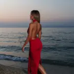 Open Back Maxi Dress With Tie Neck And Straps Waist Detail - Image 9