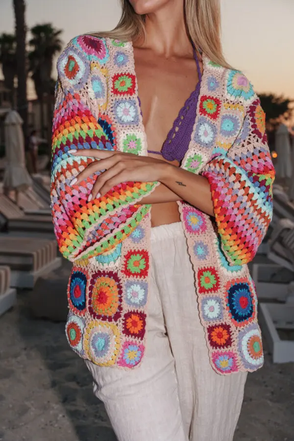 Crochet Handmade Multicolor Cardigan