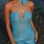 Maxi Διάτρητο Πλεκτό Φόρεμα Με Λεπτομέρεια Λουλούδια Και Ανοιχτή Πλάτη - Image 2
