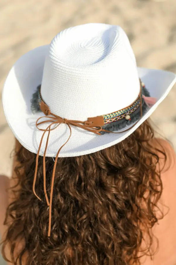 GELINA Hat Decorated With Beads -White - Image 5