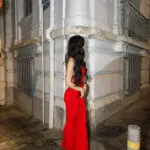 Open Back Maxi Dress With Tie Neck And Straps Waist Detail - Image 5