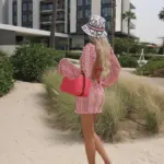 Colorful Crochet Mini Long Sleeve Open Back Dress-Fuchsia - Image 6