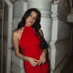 Open Back Maxi Dress With Tie Neck And Straps Waist Detail - Image 2