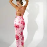 Maxi Floral Dress With Straps, Open Back And Tear - Image 4