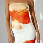 Strapless Maxi Fitted Dress With Floral Print - Image 2
