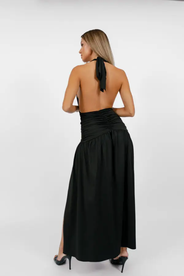 Maxi Dress With Rip And Tie Neck - Image 3