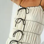 Maxi Pleated Dress With Straps And Bow Details - Image 2