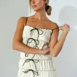 Maxi Pleated Dress With Straps And Bow Details - Image 4