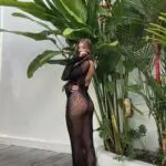 MIMOSA OPEN BACK Sheer Long-Sleeved Maxi Dress With Open Back -Black