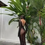 MIMOSA OPEN BACK Sheer Long-Sleeved Maxi Dress With Open Back -Black - Image 4