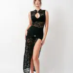 Maxi See Through Φόρεμα Δαντέλα Και Μεταλλικές Λεπτομέρειες