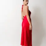Maxi Σατέν Φόρεμα Με Δέσιμο Στο Λαιμό Και Ανοιχτή Πλάτη