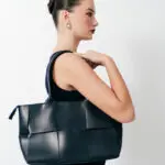 Eco Leather Shoulder Bag With Knitted Design - Image 2