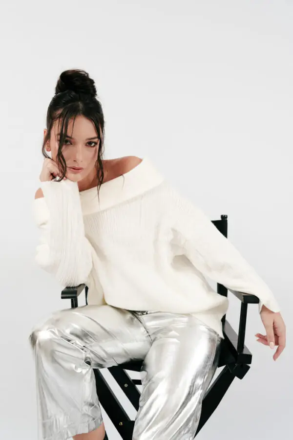 Long Sleeve Knitted Loose Line Sweater - Image 9