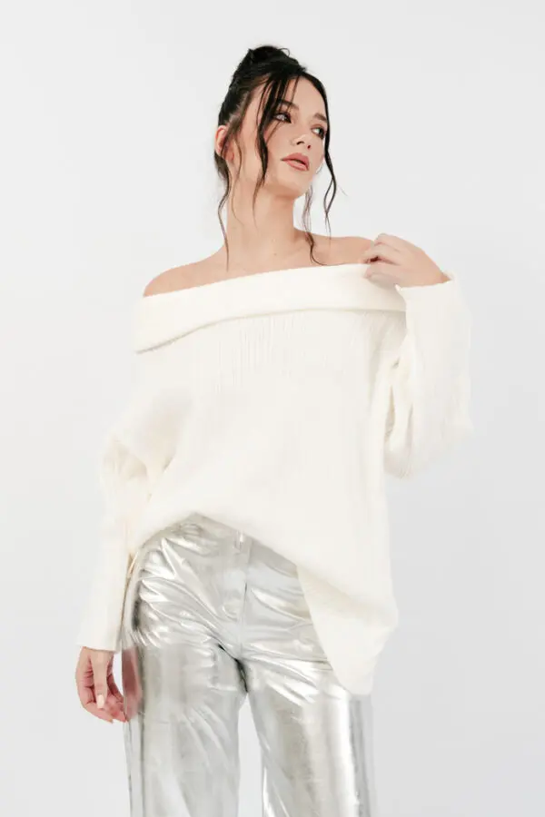 Long Sleeve Knitted Loose Line Sweater - Image 6