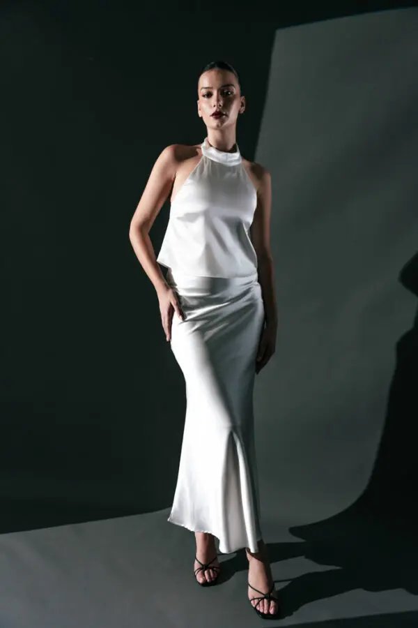 Co-Ord Set - Top With Maxi Skirt Satin Texture - Image 5