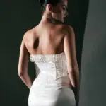 Top Corset Decorated With Pearls And Beads Satin Texture - Image 3
