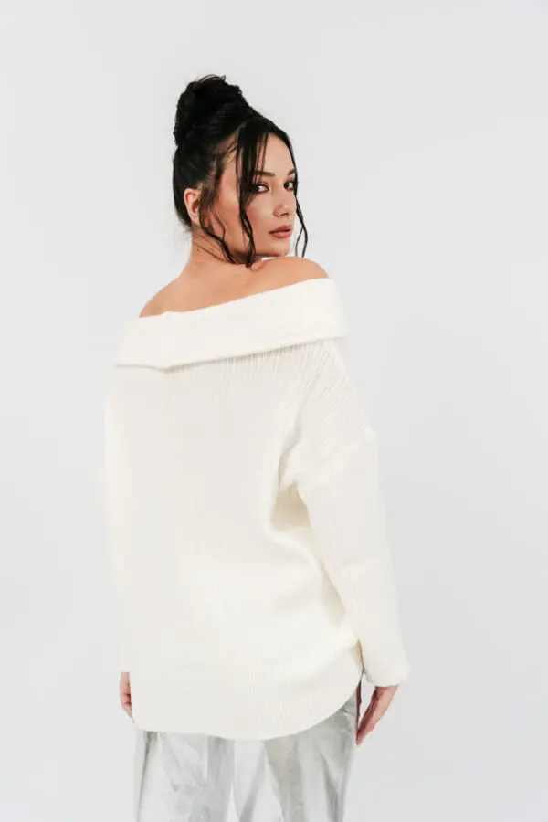 Long Sleeve Knitted Loose Line Sweater - Image 8