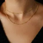 Double Steel Gold Chain With Bead Details - Image 2