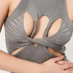 Sleeveless Ribbed Mini Dress With Chest Detail -Grey - Image 2