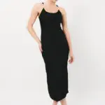 Midi Rib Sleeveless Dress With Transparent Strap Details - Image 2