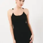Midi Rib Sleeveless Dress With Transparent Strap Details