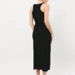 Midi Rib Sleeveless Dress With Transparent Strap Details - Image 4