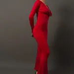 Maxi Long Sleeve Dress Draped At The Chest - Image 2